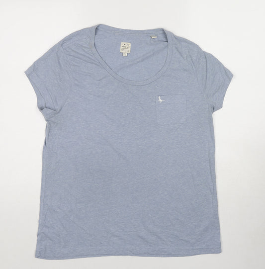 Jack Wills Womens Blue Cotton Basic T-Shirt Size 14 Round Neck