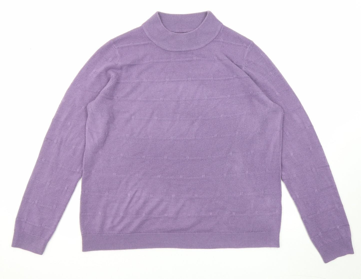 Maine New England Womens Purple Round Neck Acrylic Pullover Jumper Size 18