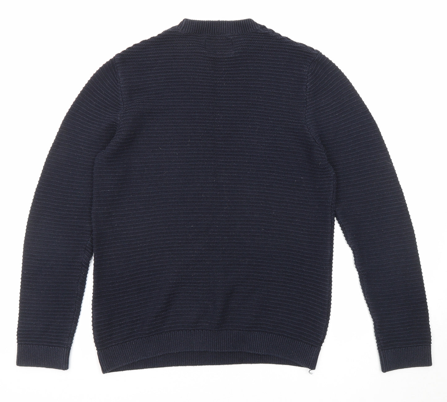Topman Mens Blue Round Neck Cotton Pullover Jumper Size XS Long Sleeve