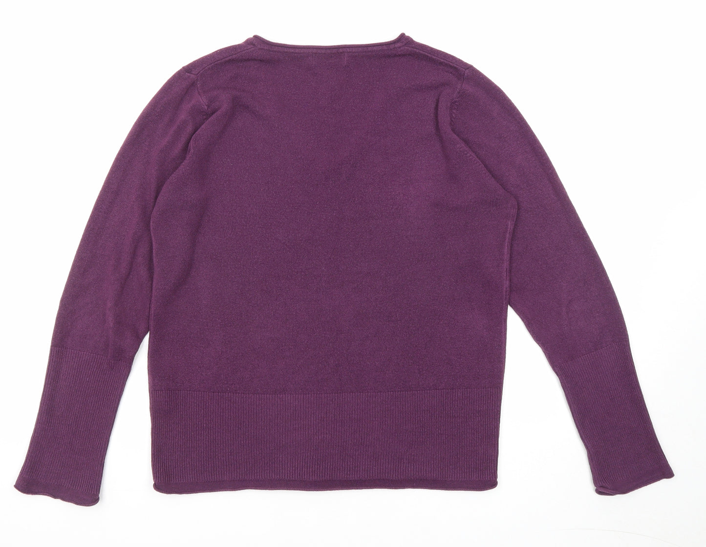 Per Una Womens Purple V-Neck Acrylic Pullover Jumper Size 14