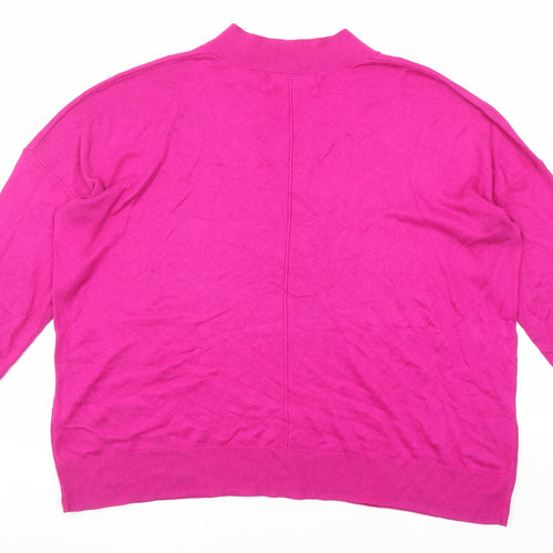 NEXT Womens Pink V-Neck Viscose Pullover Jumper Size L