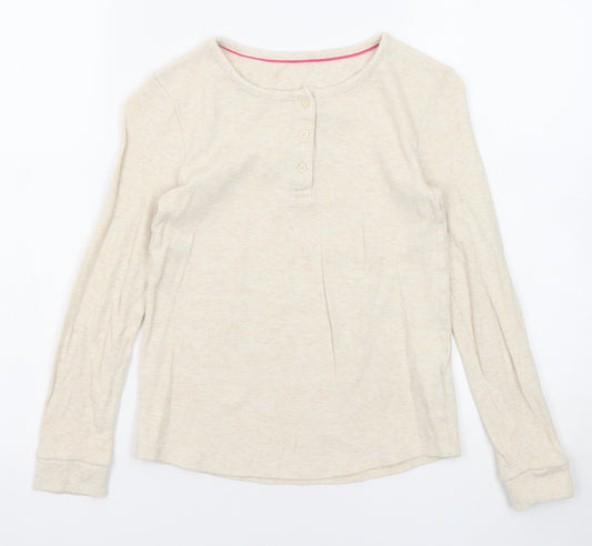 Marks and Spencer Girls Beige Round Neck Cotton Pullover Jumper Size 10-11 Years Pullover
