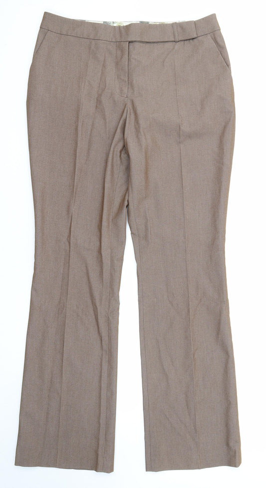 NEXT Womens Brown Polyester Dress Pants Trousers Size 12 Regular Zip