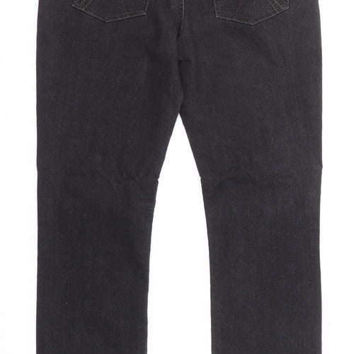 George Womens Black Cotton Straight Jeans Size 12 Regular Zip