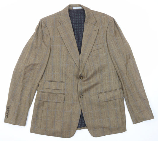 NEXT Mens Brown Striped Wool Jacket Blazer Size 42 Regular - Five-Button Sleeve