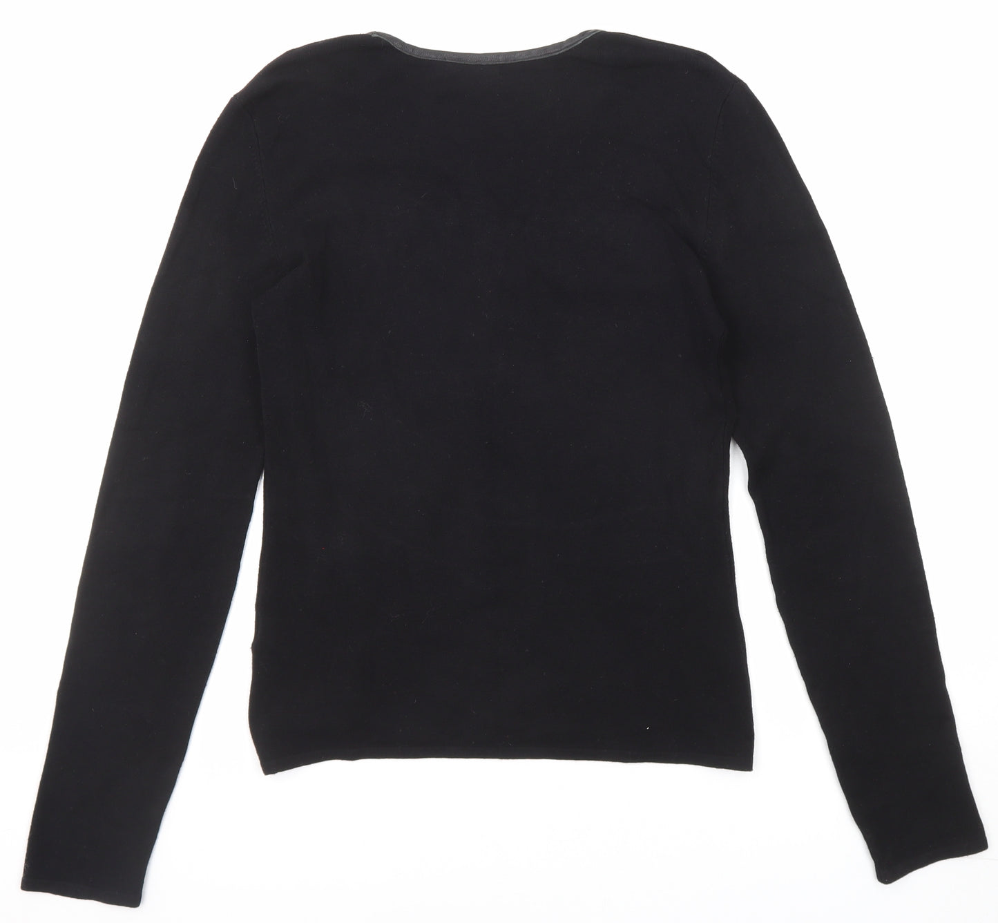 Debbie Morgan Womens Black V-Neck Viscose Pullover Jumper Size S - Size S-M
