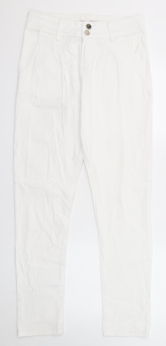 Vertu Womens White Cotton Skinny Jeans Size 10 Regular Zip