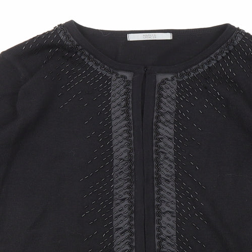 Marks and Spencer Womens Black Round Neck Acrylic Cardigan Jumper Size 12
