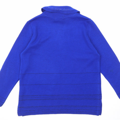 Envy Womens Blue Roll Neck Acrylic Pullover Jumper Size M - Size M-L