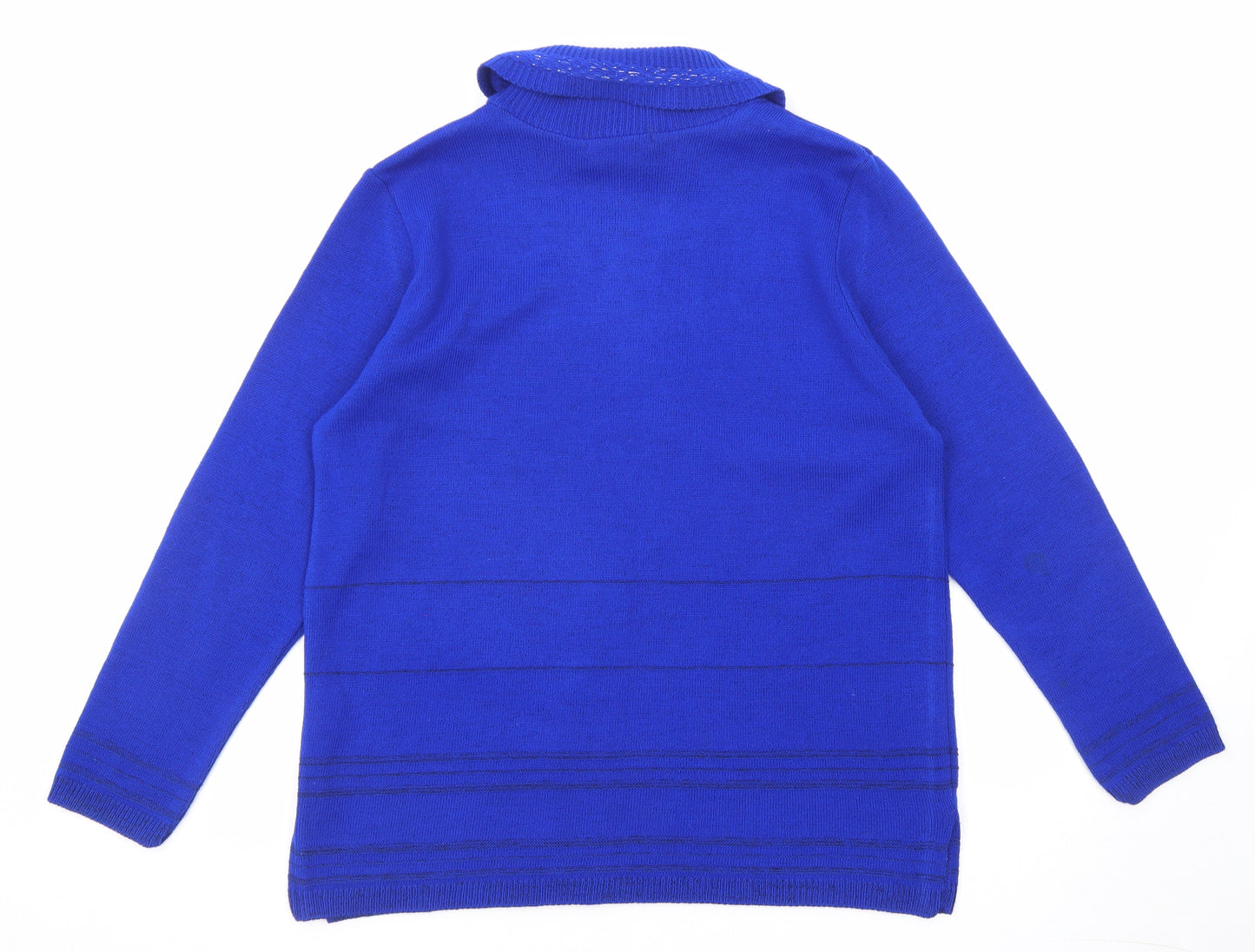 Envy Womens Blue Roll Neck Acrylic Pullover Jumper Size M - Size M-L