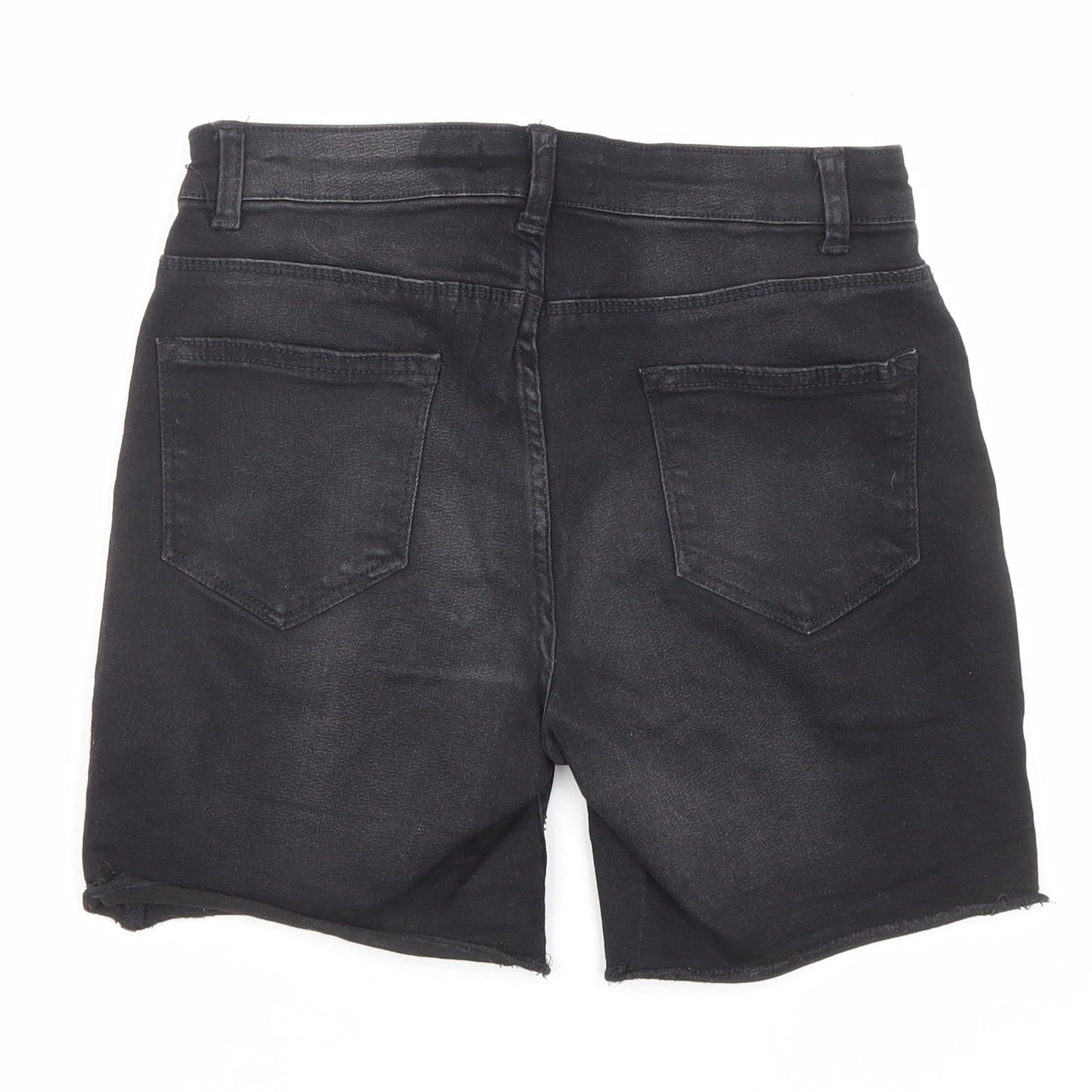 Denim & Co. Womens Black Cotton Cut-Off Shorts Size 8 Regular Zip