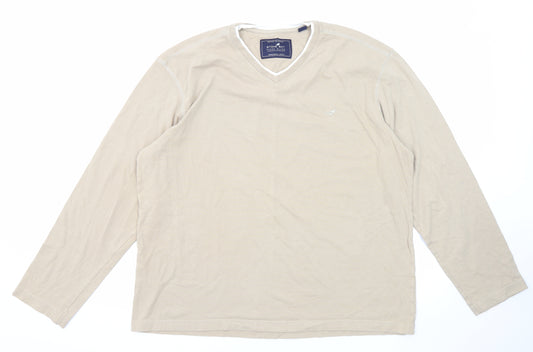 Stone Bay Mens Beige Cotton T-Shirt Size XL V-Neck