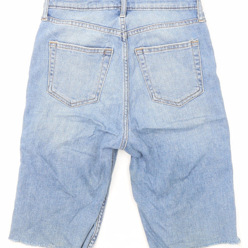 H&M Womens Blue Cotton Skimmer Shorts Size 6 Regular Zip
