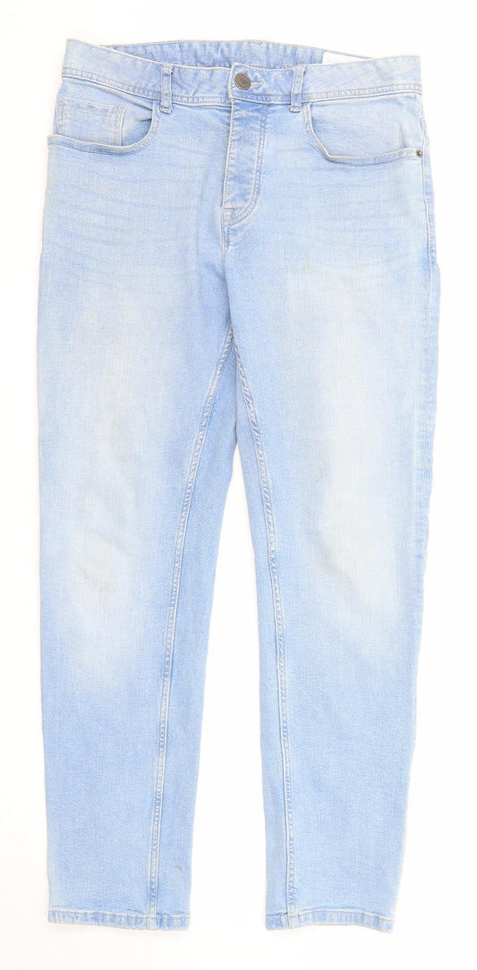 Denim & Co. Mens Blue Cotton Straight Jeans Size 32 in L30 in Regular Zip