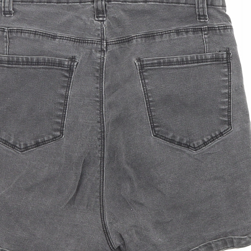 Denim & Co. Womens Black Cotton Hot Pants Shorts Size 8 Regular Zip - High waisted