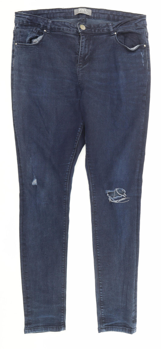 Dorothy Perkins Womens Blue Cotton Skinny Jeans Size 16 Regular Zip