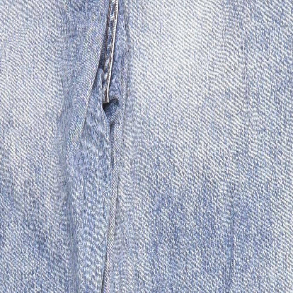 Denim & Co. Womens Blue Cotton Straight Jeans Size 12 Regular Zip