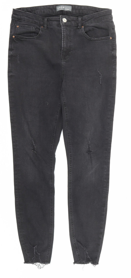 Denim & Co. Womens Black Cotton Skinny Jeans Size 14 Regular Zip