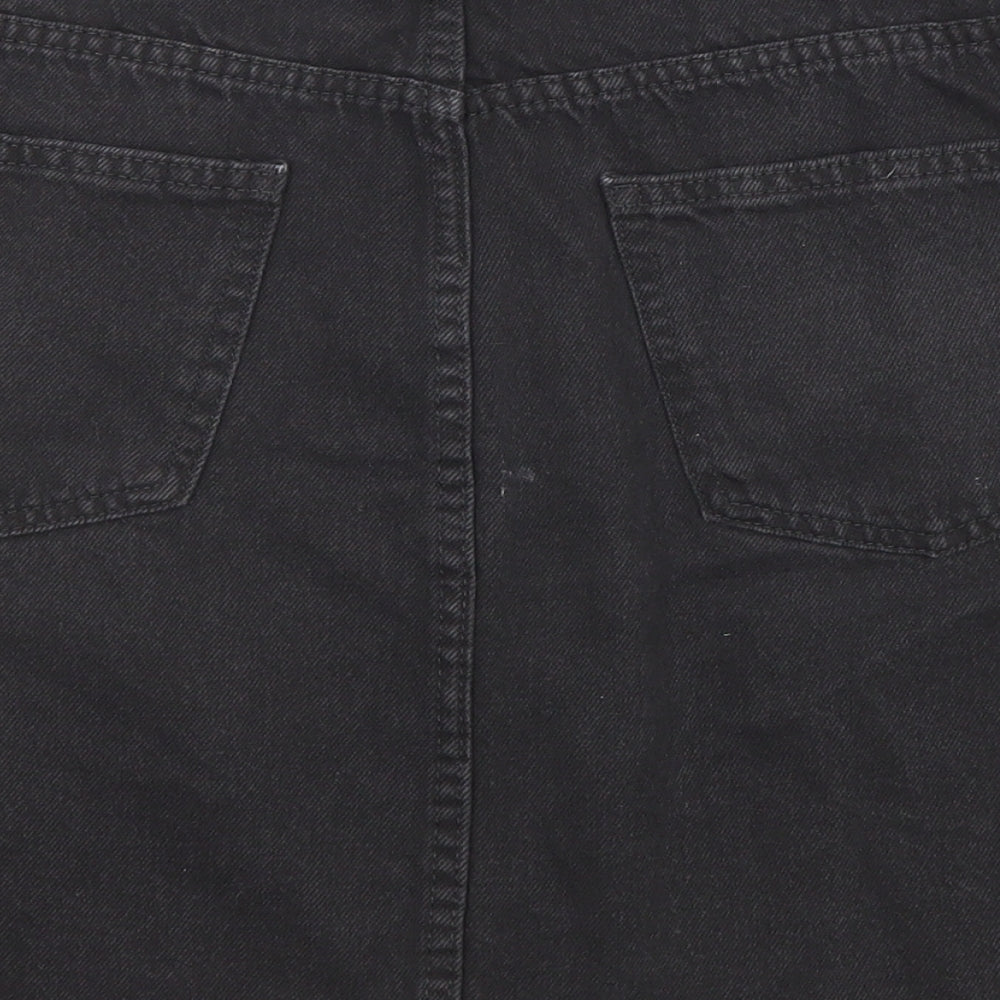 Denim & Co. Womens Black Cotton A-Line Skirt Size 16 Zip