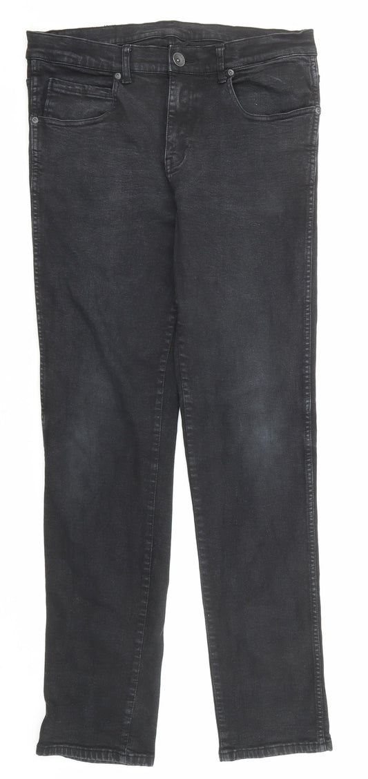 Dr. Denim Mens Black Cotton Straight Jeans Size 31 in Regular Zip