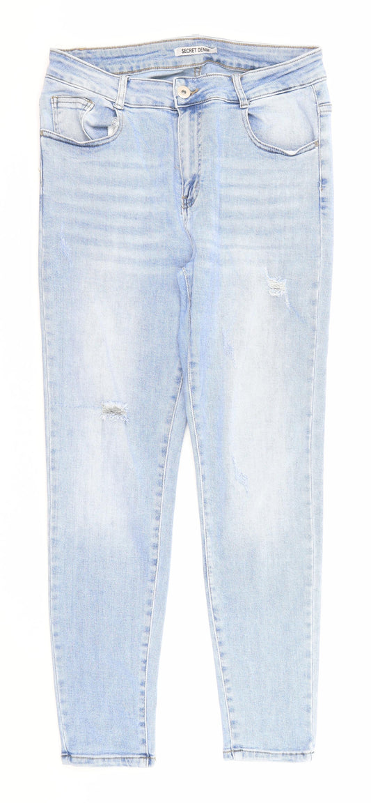 Secret Denim Womens Blue Cotton Skinny Jeans Size 14 Regular Zip