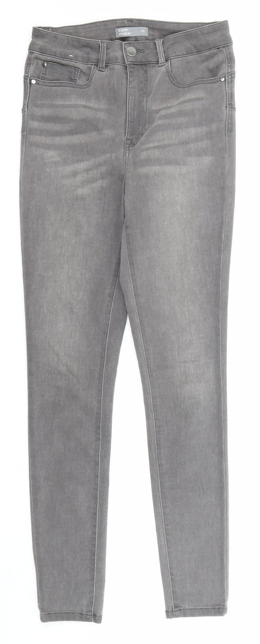 Nutmeg Womens Grey Cotton Skinny Jeans Size 10 Regular Zip
