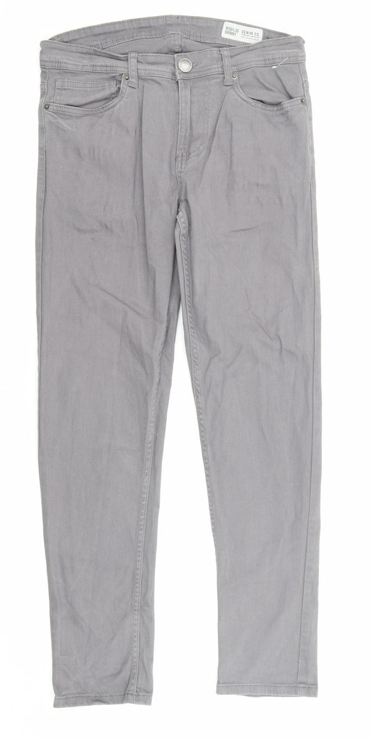 Denim & Co. Mens Grey Cotton Skinny Jeans Size 30 in L30 in Regular Zip
