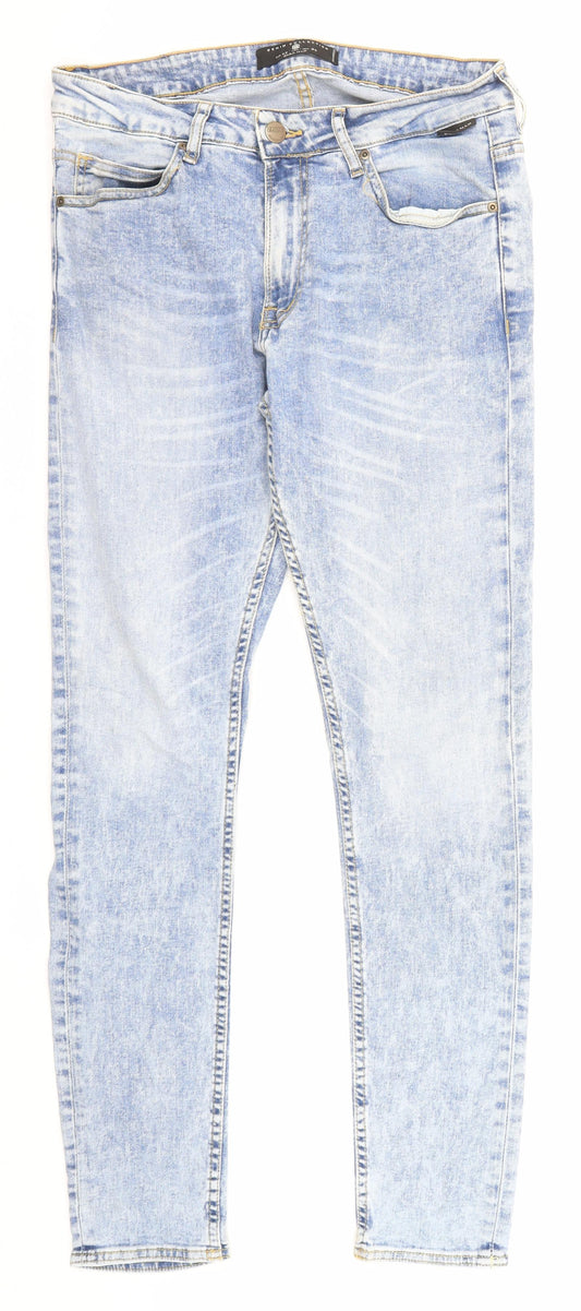 Zara Womens Blue Cotton Skinny Jeans Size 14 Regular Zip