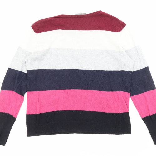 Mint Velvet Womens Multicoloured Round Neck Striped Cotton Pullover Jumper Size 12