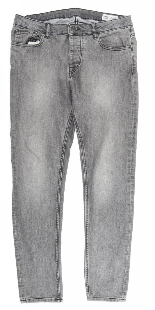 Denim & Co. Mens Grey Cotton Skinny Jeans Size 36 in L32 in Regular Zip