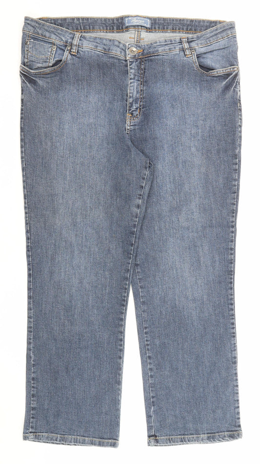 Papaya Womens Blue Cotton Cropped Jeans Size 18 Regular Zip