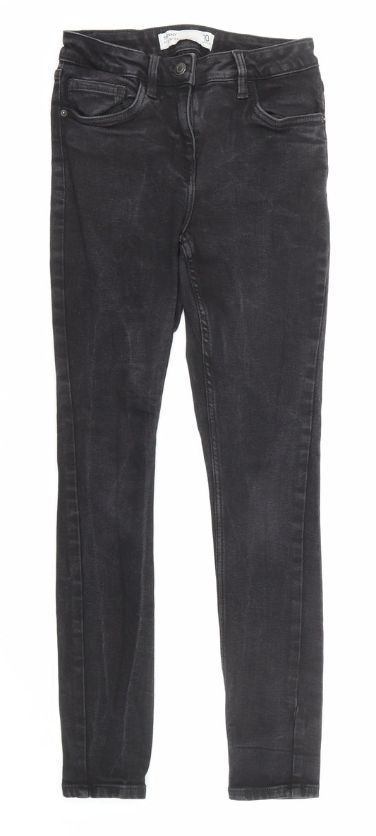 NEXT Womens Black Cotton Skinny Jeans Size 10 Regular Zip
