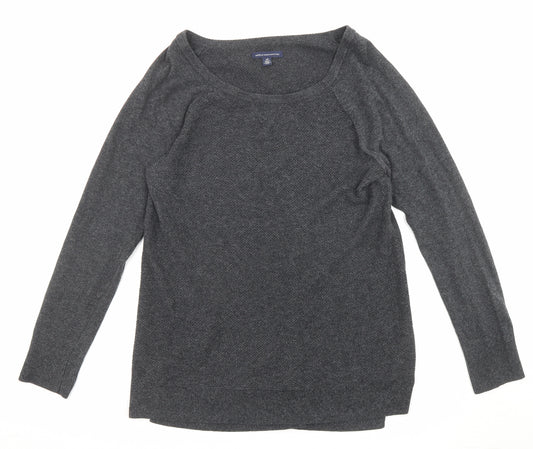 American Eagle Outfitters Womens Grey Boat Neck Cotton Pullover Jumper Size L