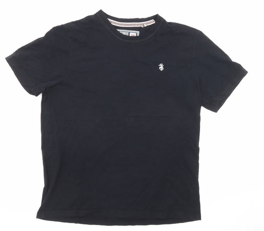Duffer of St. George Mens Black Cotton T-Shirt Size M Round Neck
