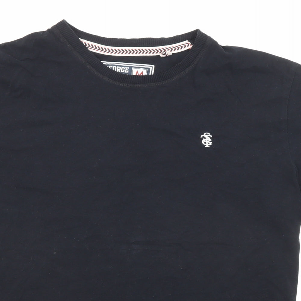 Duffer of St. George Mens Black Cotton T-Shirt Size M Round Neck