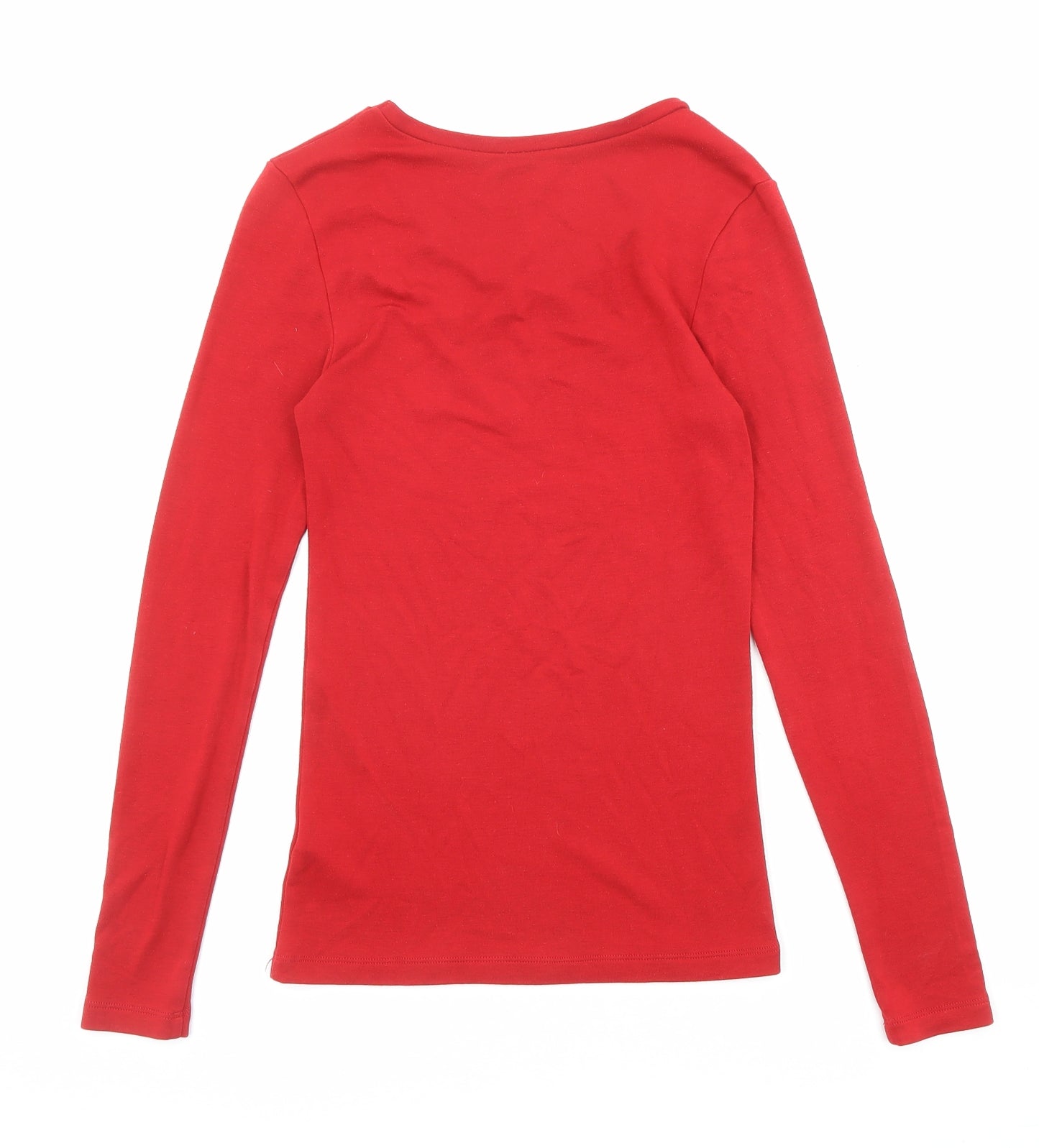 Marks and Spencer Womens Red Acrylic Basic T-Shirt Size 10 Round Neck