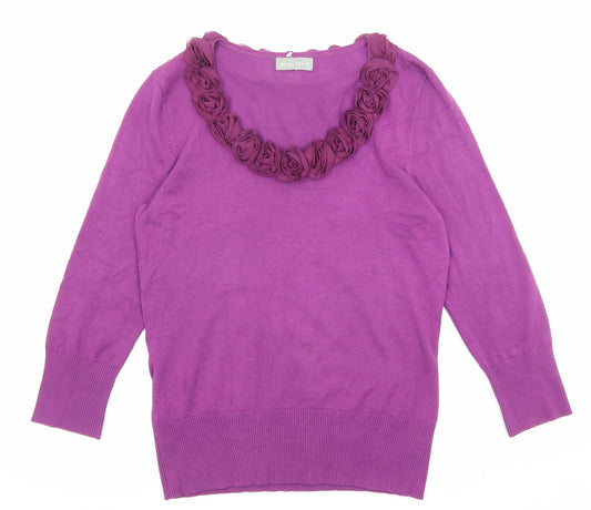 Per Una Womens Purple Scoop Neck Viscose Pullover Jumper Size 10