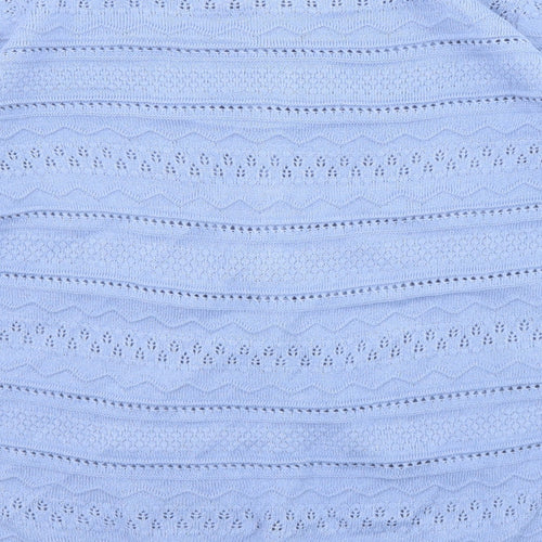 EWM Womens Blue Round Neck Geometric Acrylic Cardigan Jumper Size 10 - Size 10-12