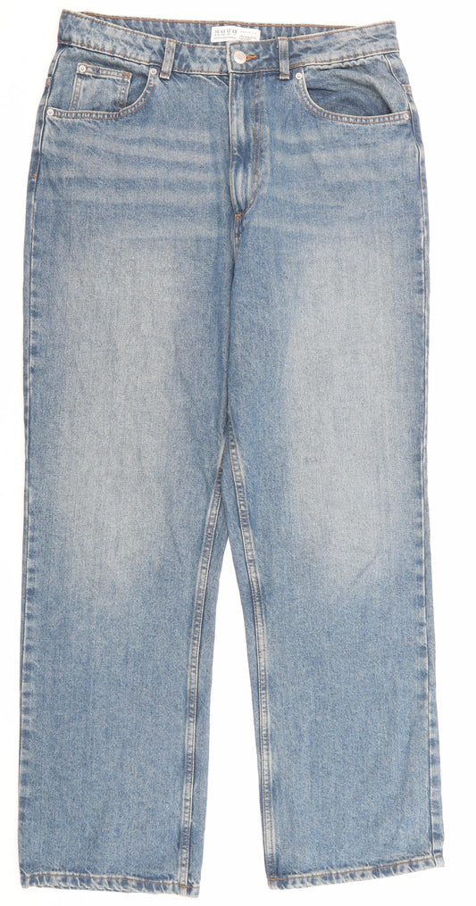 Denim & Co. Womens Blue Cotton Straight Jeans Size 16 Regular Zip