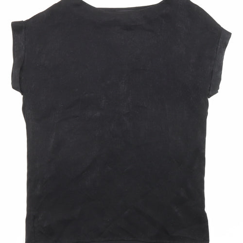 NEXT Womens Black Polyester Basic T-Shirt Size 6 Round Neck