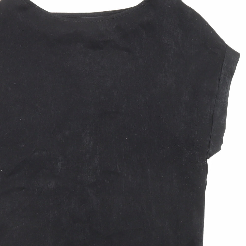 NEXT Womens Black Polyester Basic T-Shirt Size 6 Round Neck