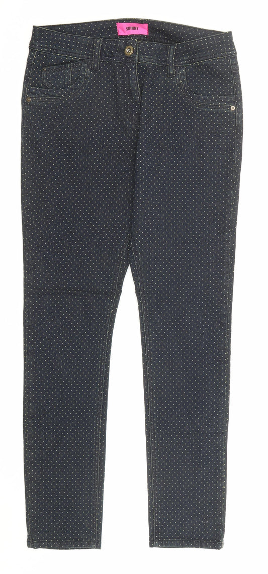 George Womens Black Polka Dot Cotton Skinny Jeans Size 12 Regular Zip