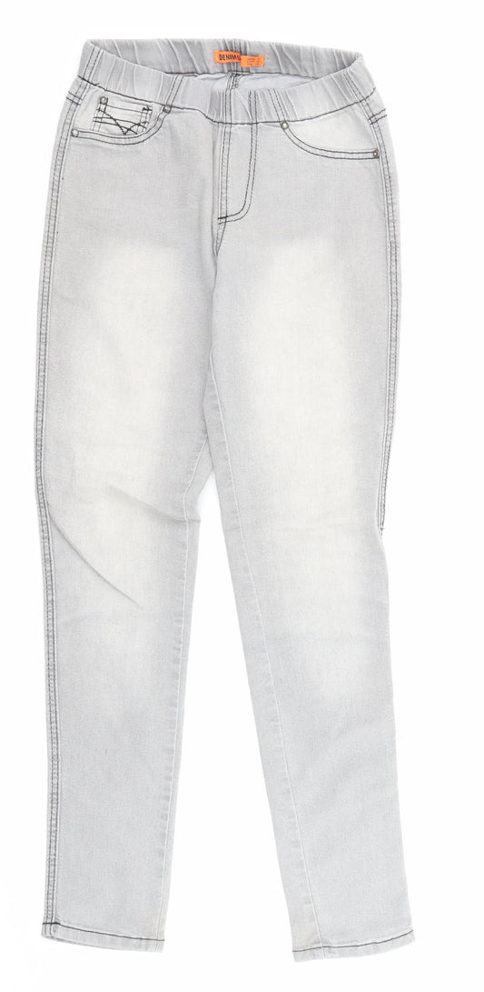 Denim & Co. Womens Grey Cotton Jegging Jeans Size 10 Regular Zip