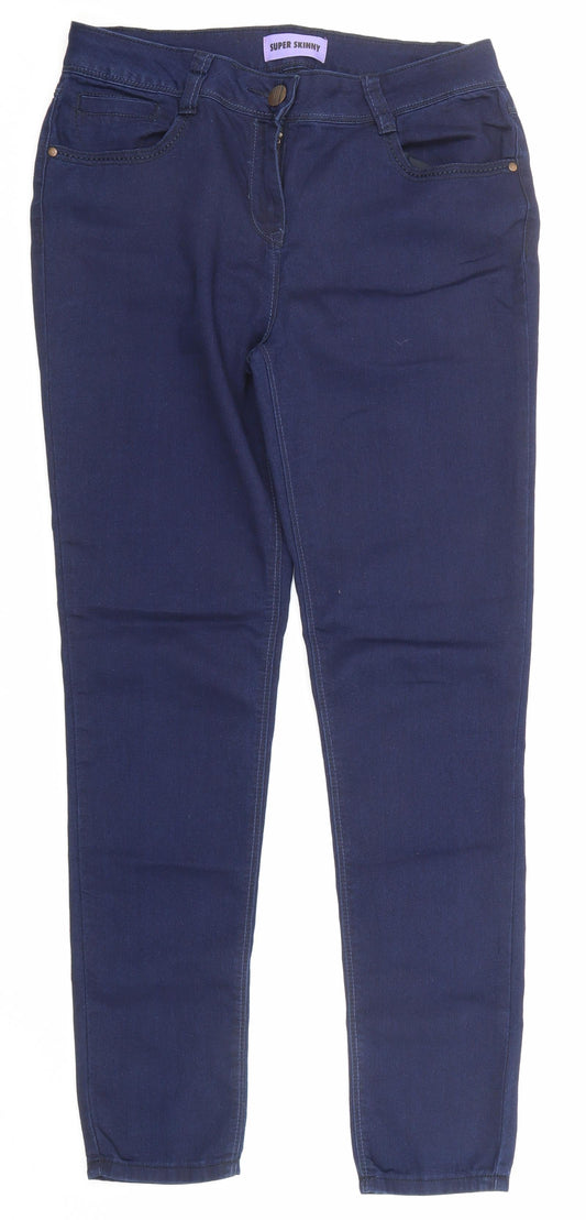 George Womens Blue Cotton Skinny Jeans Size 12 Regular Zip