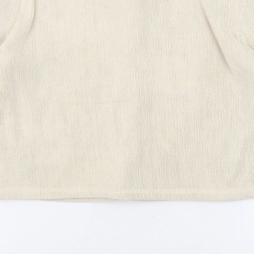 Zara Womens Beige Round Neck Polyester Cardigan Jumper Size S