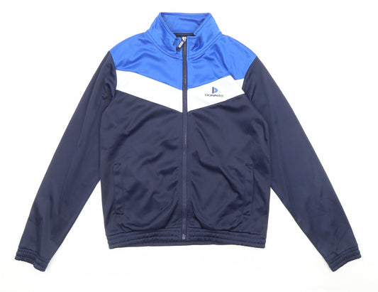 Donnay Boys Blue Geometric Track Jacket Jacket Size 13 Years Zip