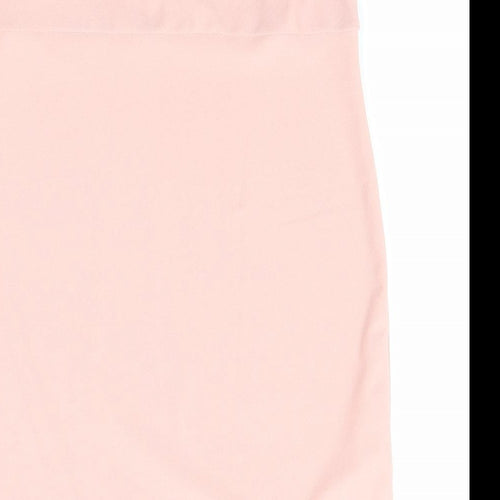 PRETTYLITTLETHING Womens Pink Polyester Bandage Skirt Size 14 - Cut out side detail