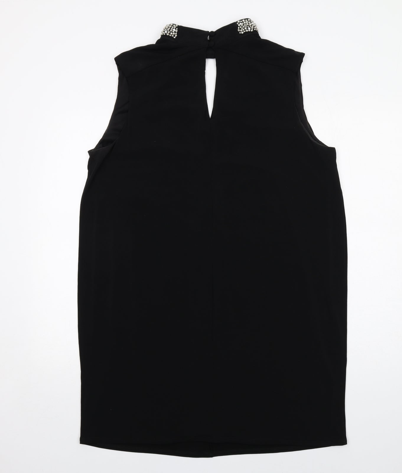 Wallis Womens Black Polyester A-Line Size 18 Round Neck Button