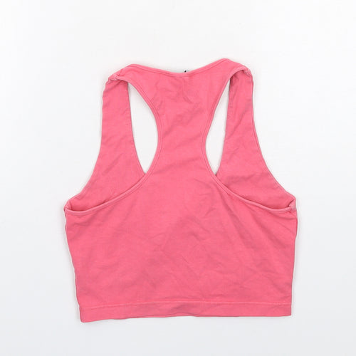 AYM Womens Pink Bamboo Cropped Tank Size S V-Neck