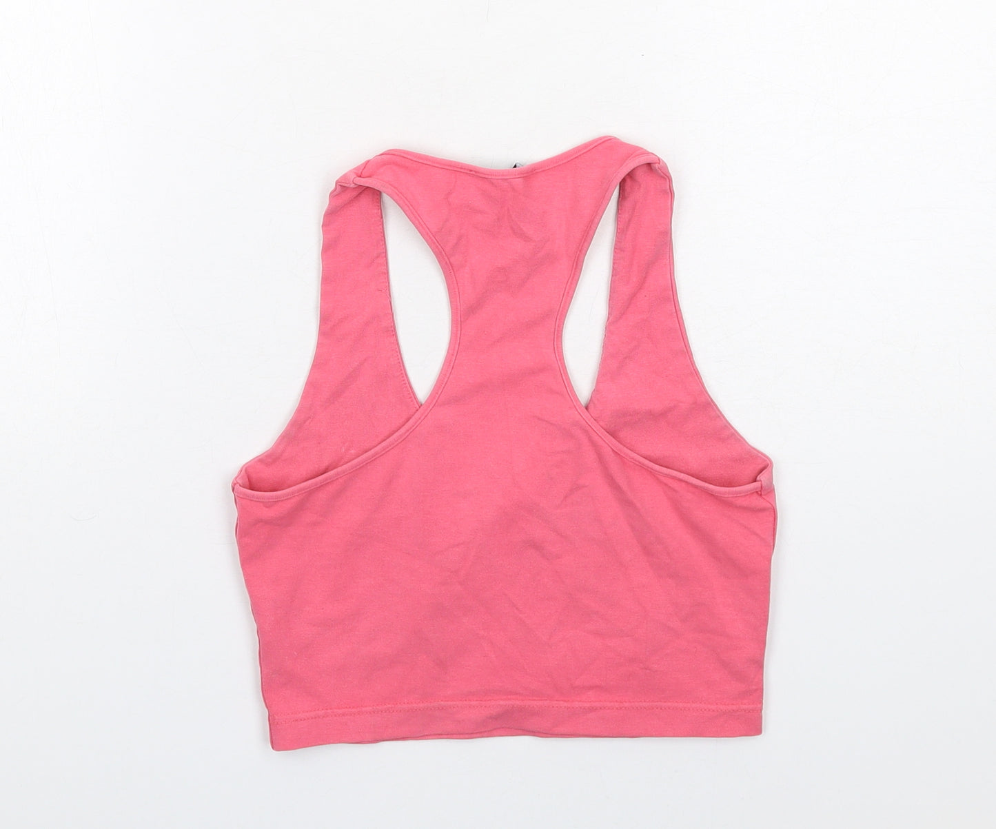 AYM Womens Pink Bamboo Cropped Tank Size S V-Neck